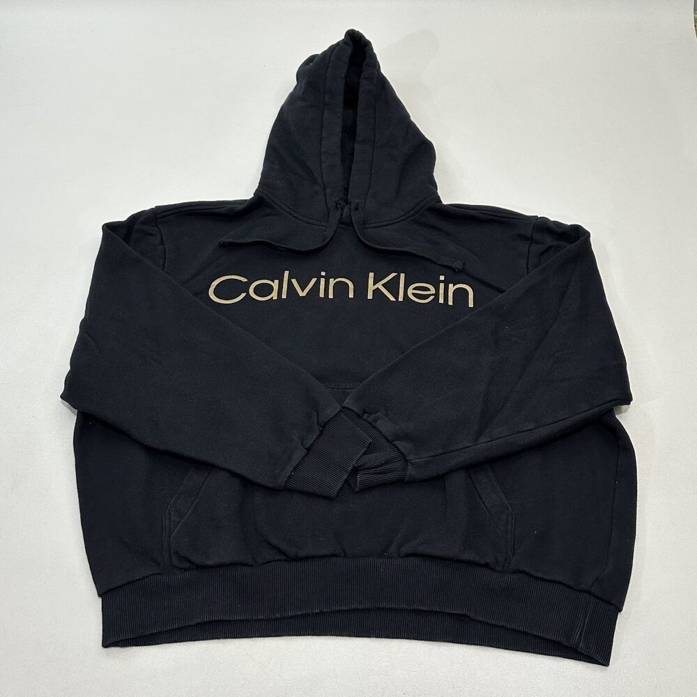 Calvin Klein Men's Pullover Hoodie Black Fleece-Lined Interior, Size L/G‎